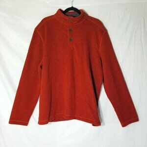 GH Bass & Co Mens XL Fleece Lined Long Sleeve Pullover Sweater Shirt Orange Red